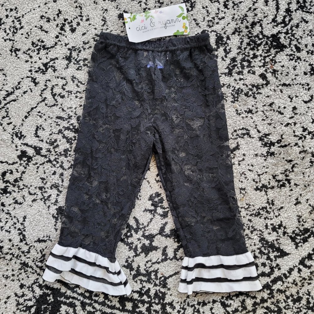 🎄 Black Lace Ruffle Pants Bloomers Kids 4 4T